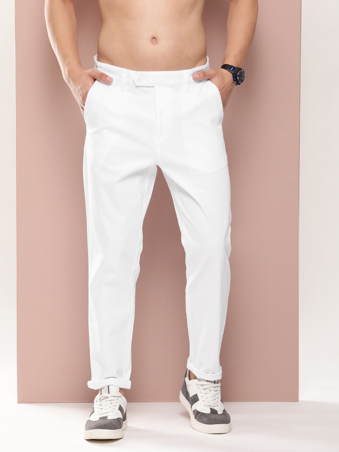

Harvard Men Relaxed Straight Leg Straight Fit Trousers, White