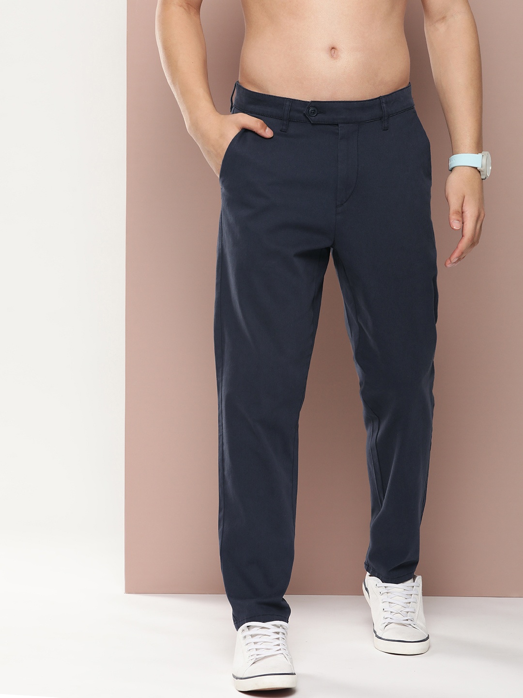 

Harvard Men Relaxed Straight Leg Straight Fit Trousers, Navy blue