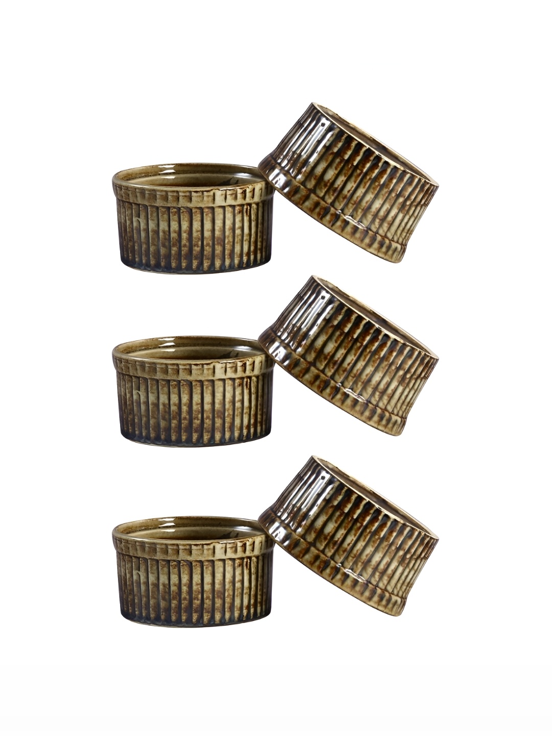 

caffeine Brown 6 Pieces Ceramic Microwave Safe Ramekin Bowls