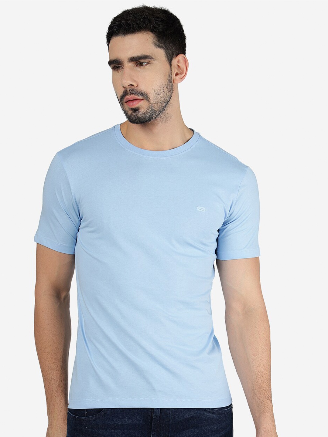 

JADE BLUE Round Neck Pure Cotton Slim Fit T-shirt