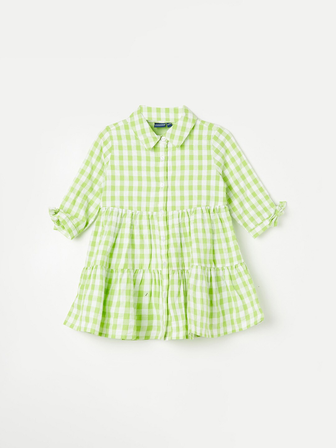 

Juniors by Lifestyle Girls Checked Pure Cotton Fit & Flare Dress, Lime green