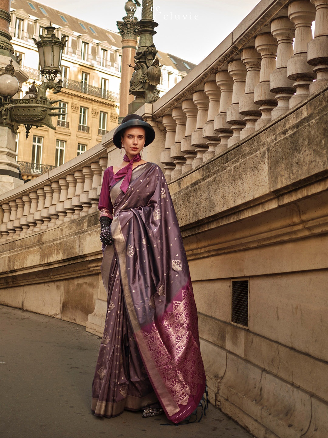 

elora Ethnic Motif Woven Design Banarasi Saree, Purple