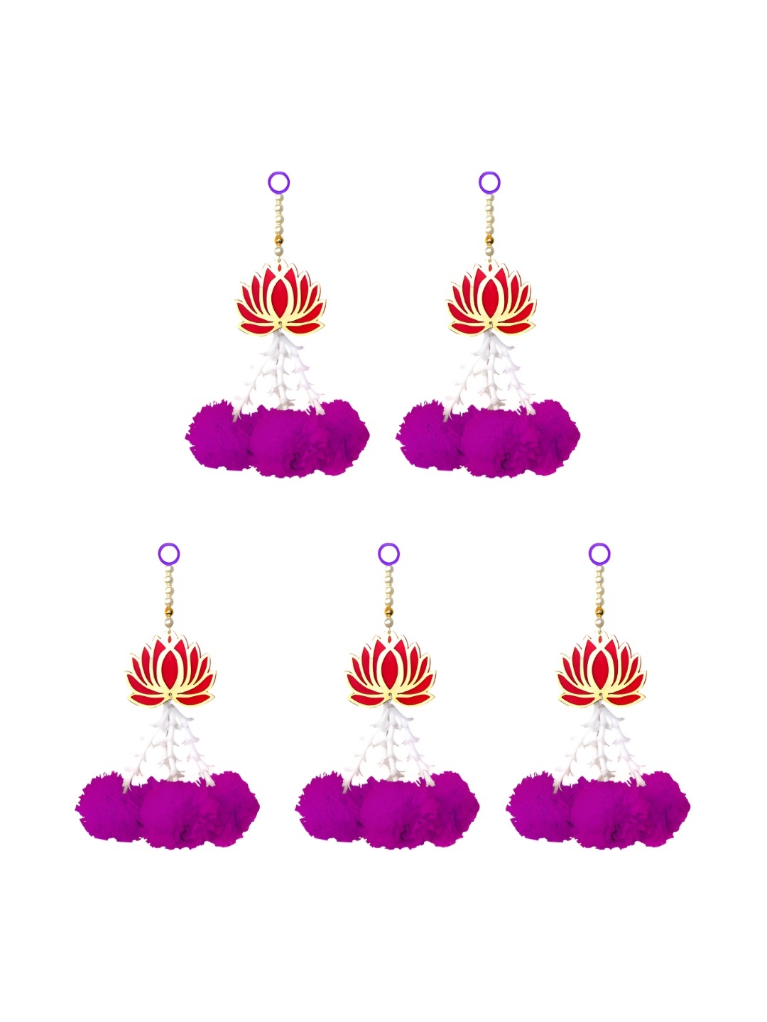 

iHandikart Red & Purple 5 Pieces Hanging Artificial Flower