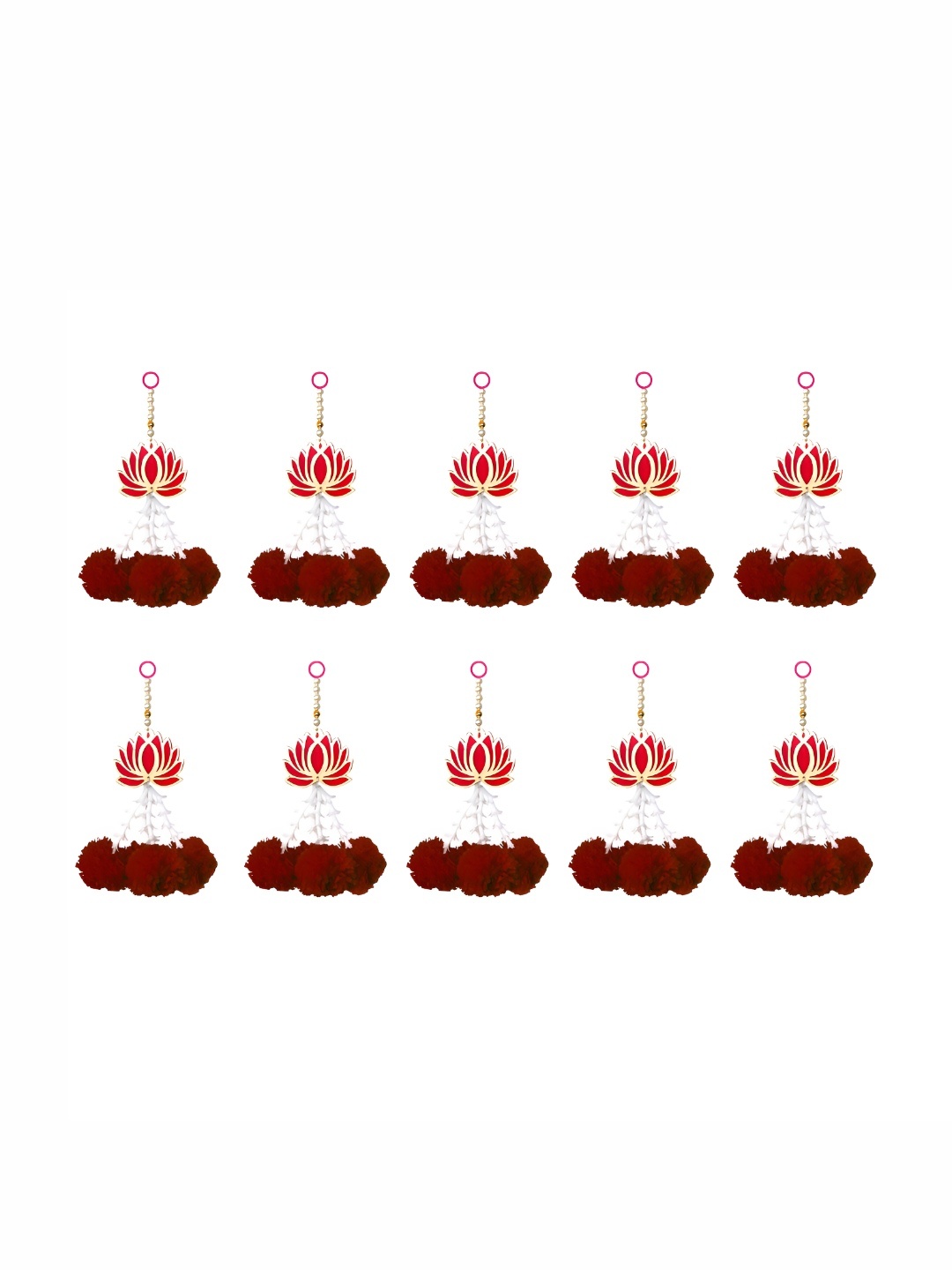 

iHandikart Red 10 Pieces Hanging Artificial Flower