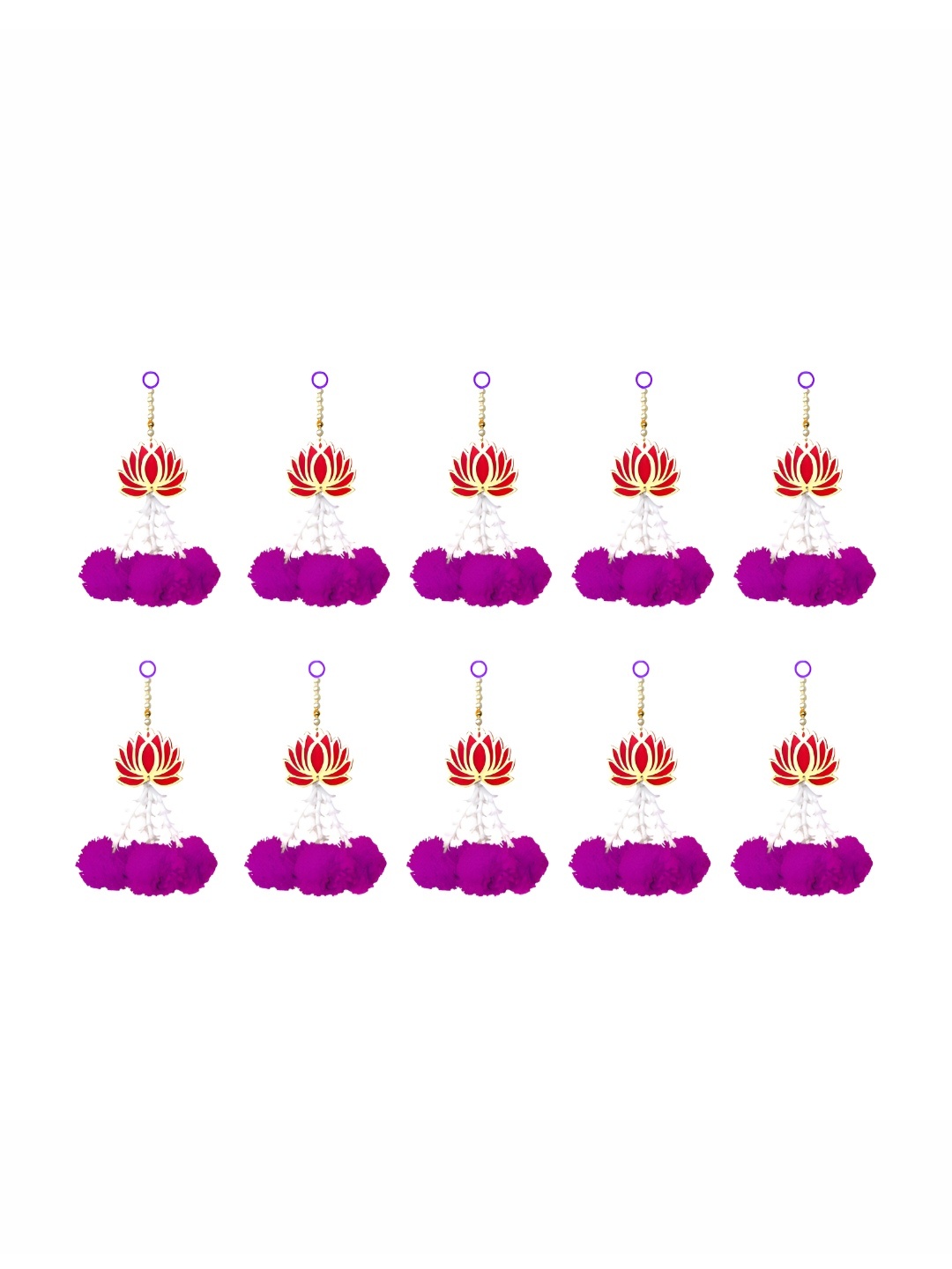 

iHandikart Red & Purple 10 Pieces Hanging Artificial Flower