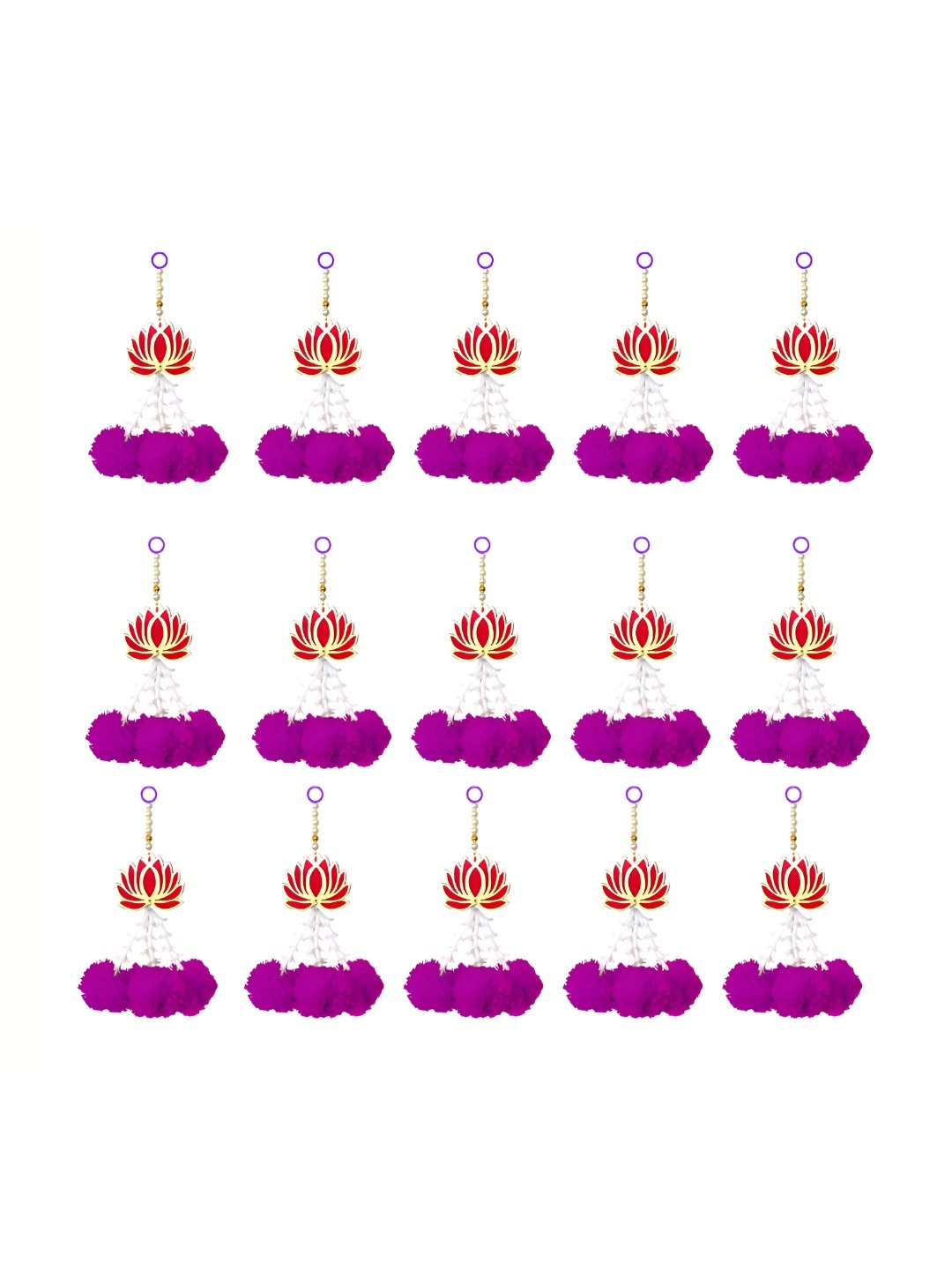 

iHandikart Red & Purple 15 Pieces Hanging Artificial Flower