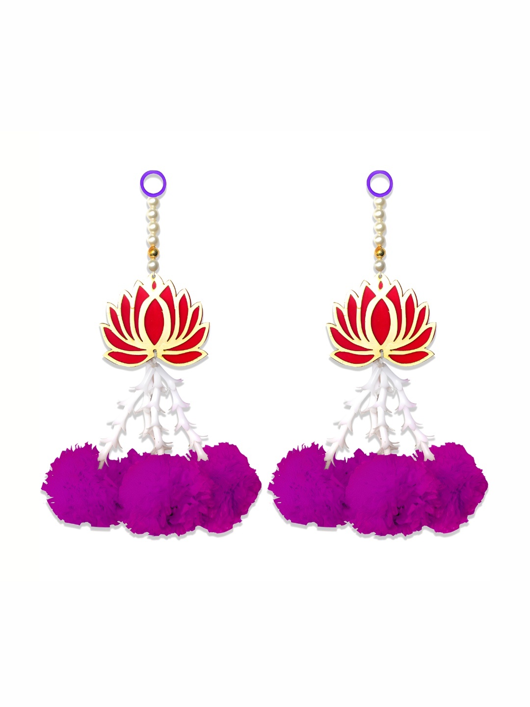 

iHandikart Purple & Red 2 Pieces Hanging Artificial Flower