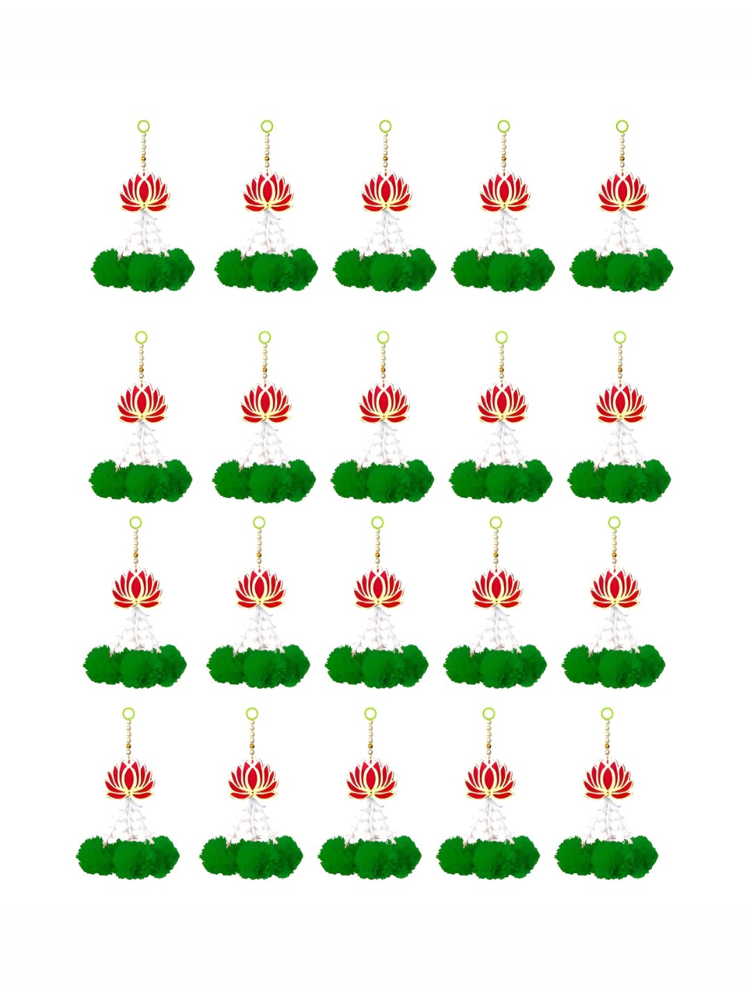

iHandikart Green & Red 20-Pcs Hanging Artificial Flower