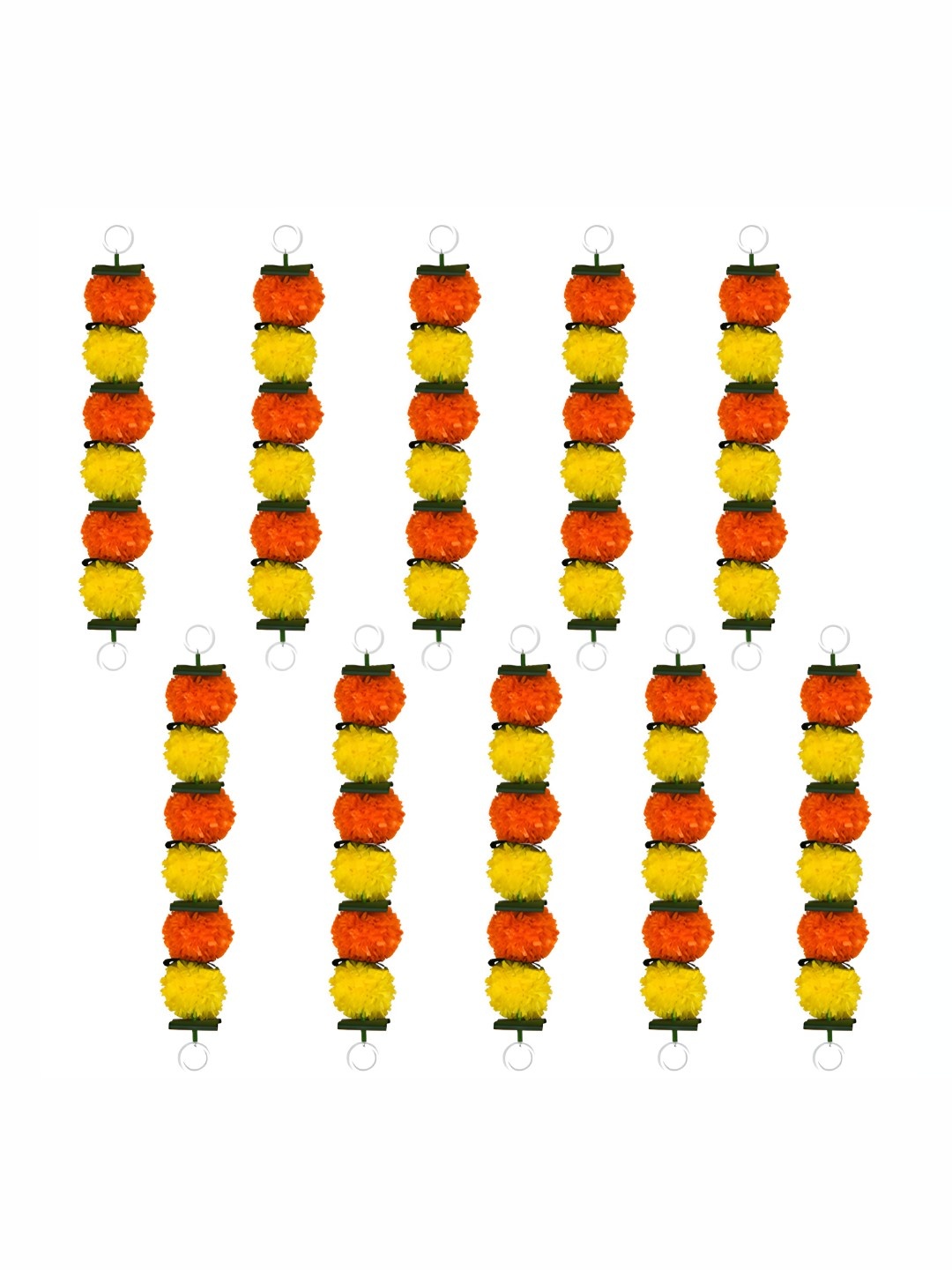 

iHandikart Yellow & Orange 10 Pieces Hanging Marigold Artificial Flower
