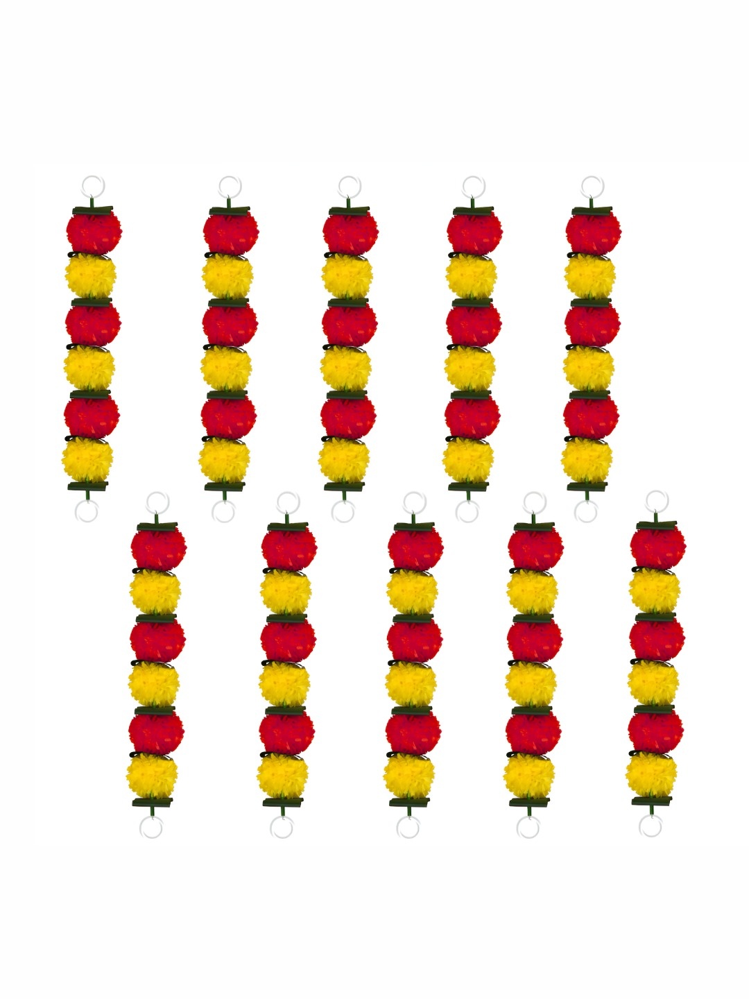 

iHandikart Red & Yellow 10 Pieces Hanging Marigold Artificial Flowers