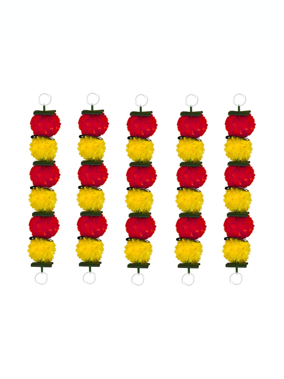 

iHandikart Yellow & Red 5 Pieces Hanging Marigold Artificial Flowers