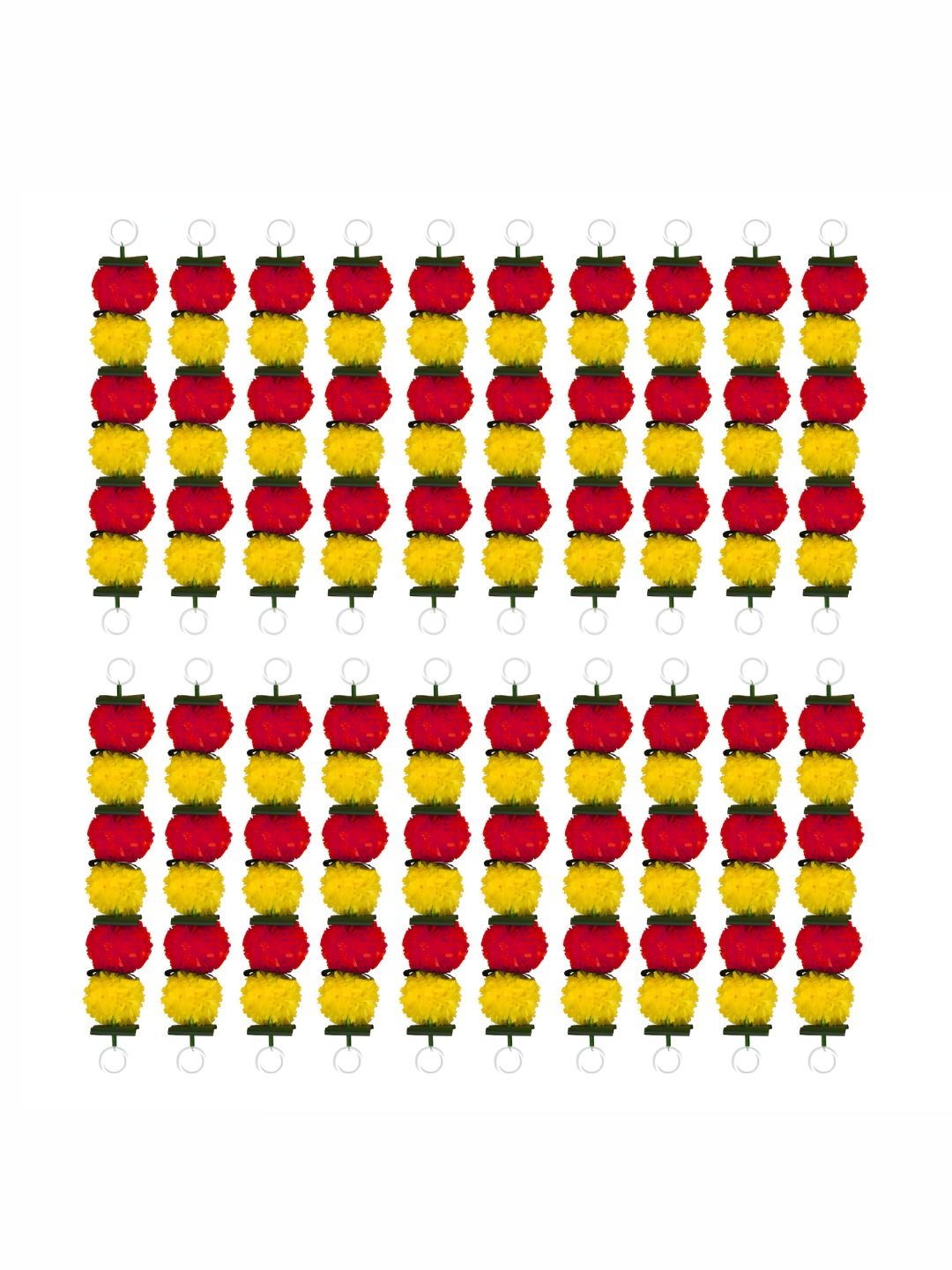 

iHandikart Red & Yellow 20 Pieces Hanging Marigold Artificial Flowers