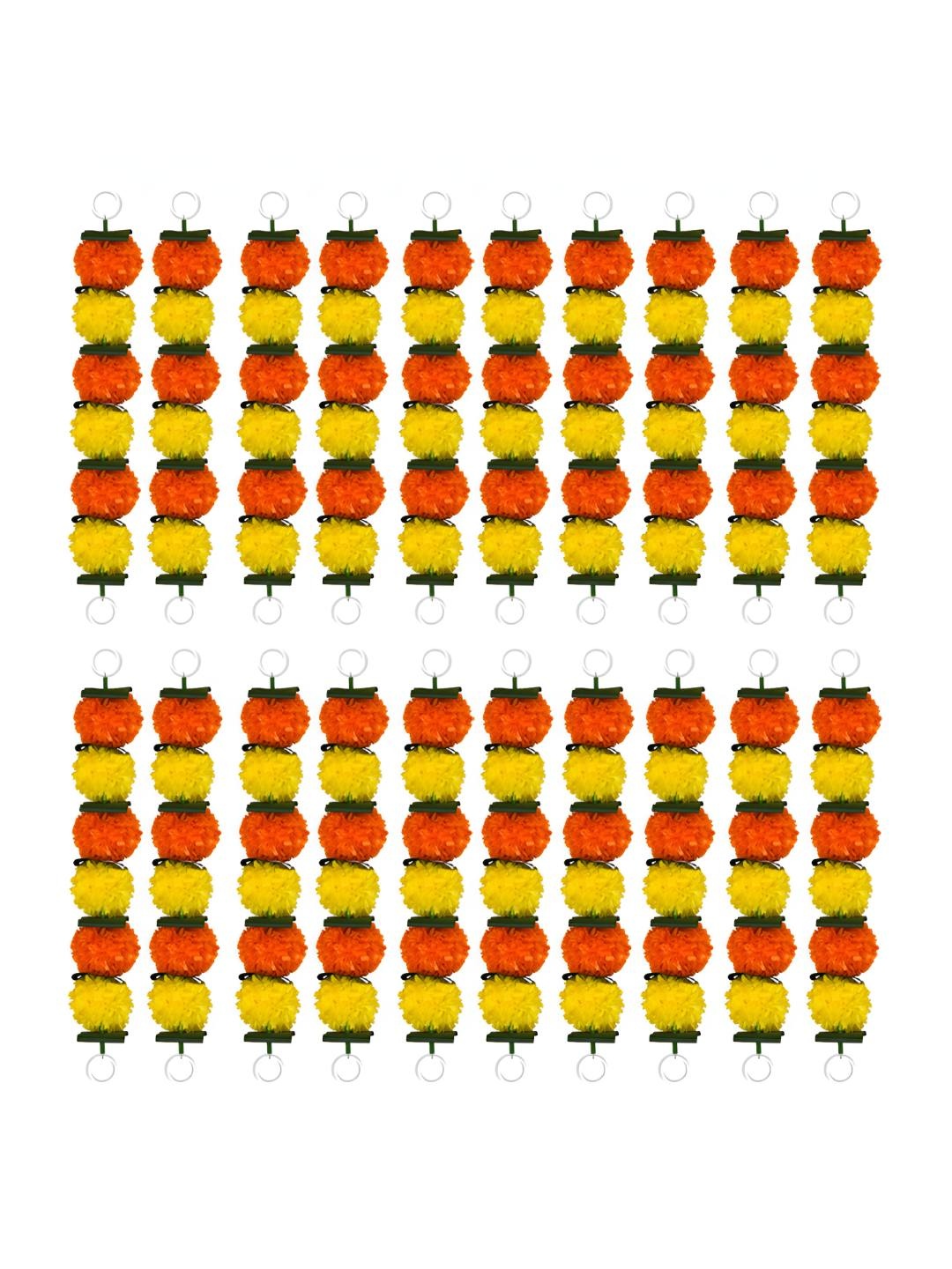 

iHandikart Yellow & Orange 20 Pieces Hanging Marigold Artificial Flower