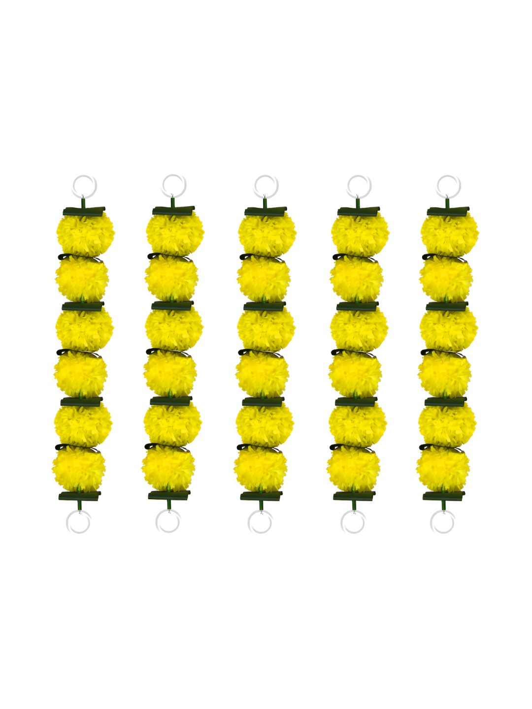 

iHandikart Yellow & Green 5 Pieces Hanging Marigold Artificial Flowers