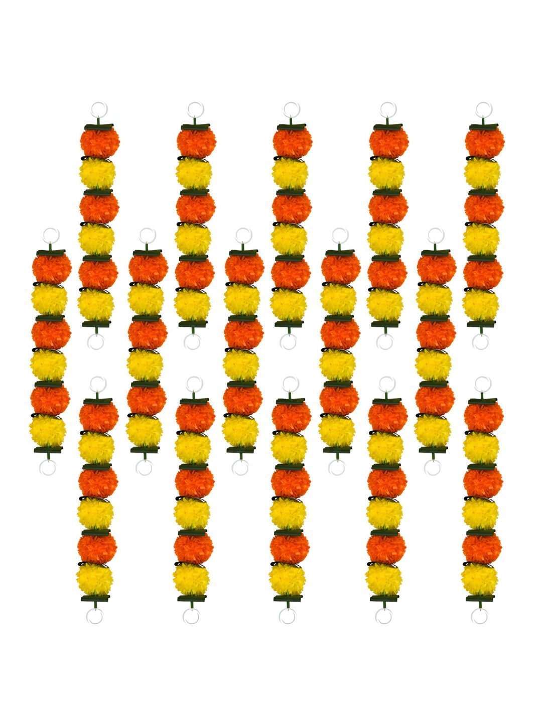 

iHandikart Yellow & Orange 15 Pieces Hanging Marigold Artificial Flower