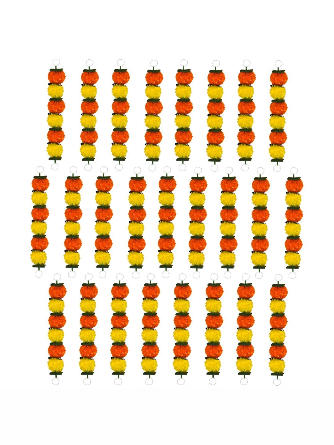 

iHandikart Orange & Yellow 25 Pieces Hanging Marigold Artificial Flowers