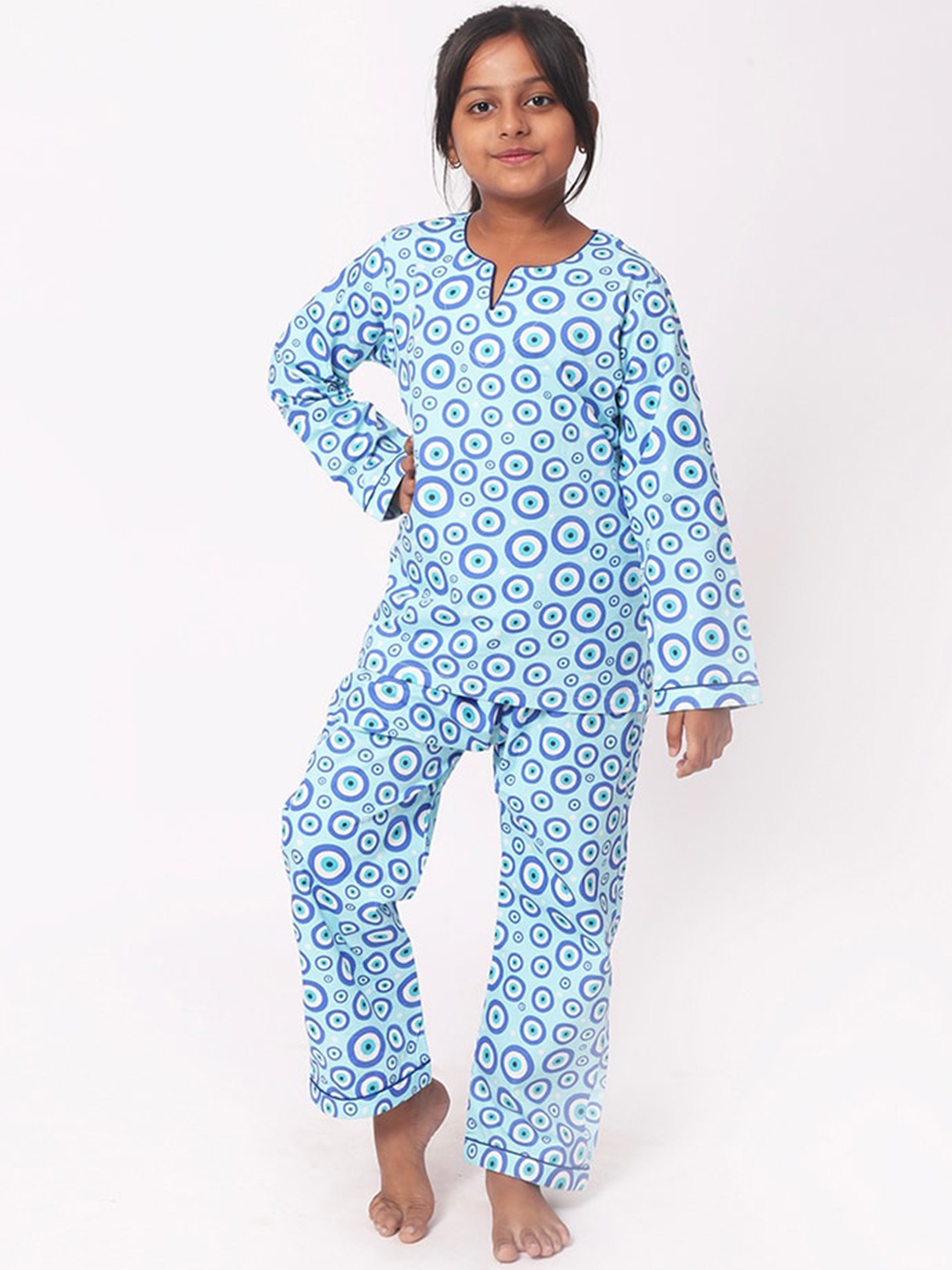

Sleepy tots Unisex Printed Pure Cotton Long Sleeves Shirt With Pyjamas, Blue