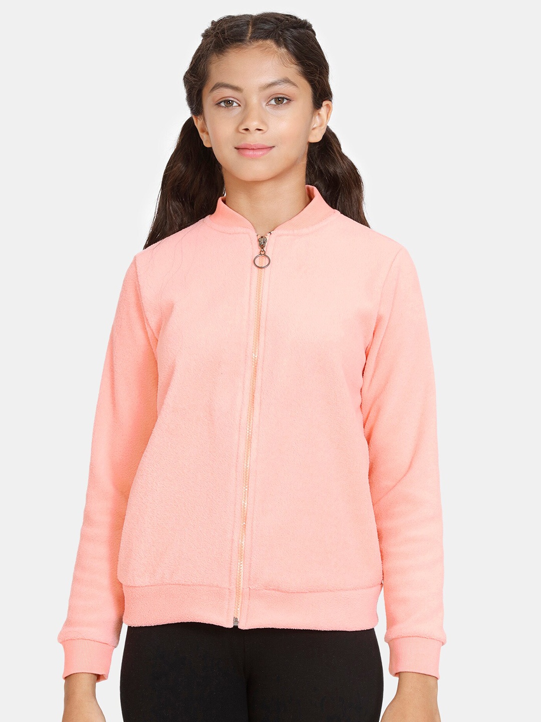 

Zivame Girls Mandarin Collar Long Sleeves Shirt Style Top, Pink