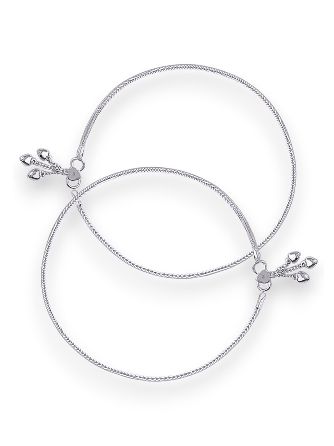 

Taraash Set Of 2 925 Sterling Silver Heart Charm Anklets