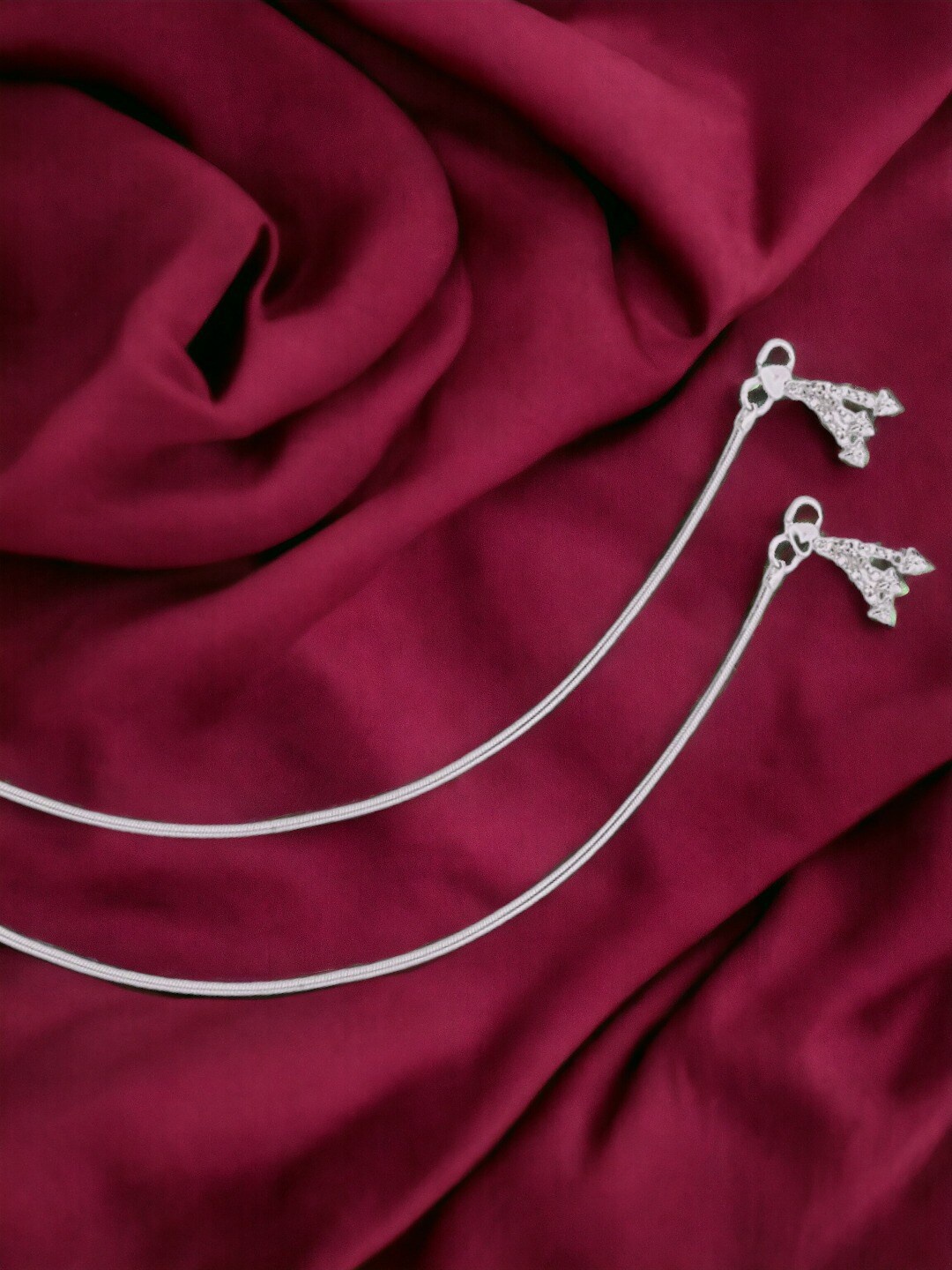 

Taraash Set Of 2 925 Sterling Silver Intricate Textured Anklets