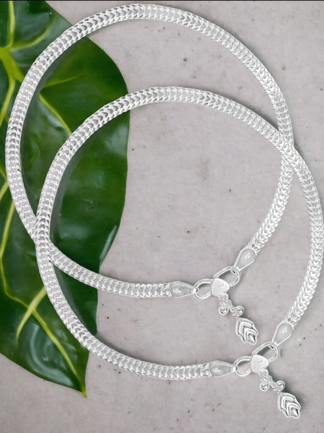 

Taraash Set Of 2 Sterling Silver Anklets