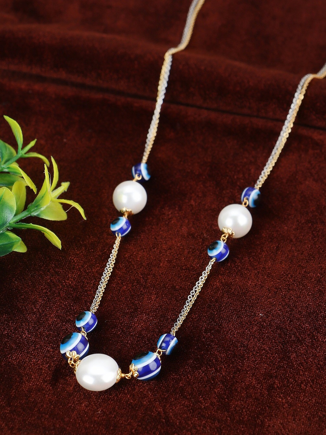 

Adwitiya Collection Silver And Gold Plated Beaded Chain