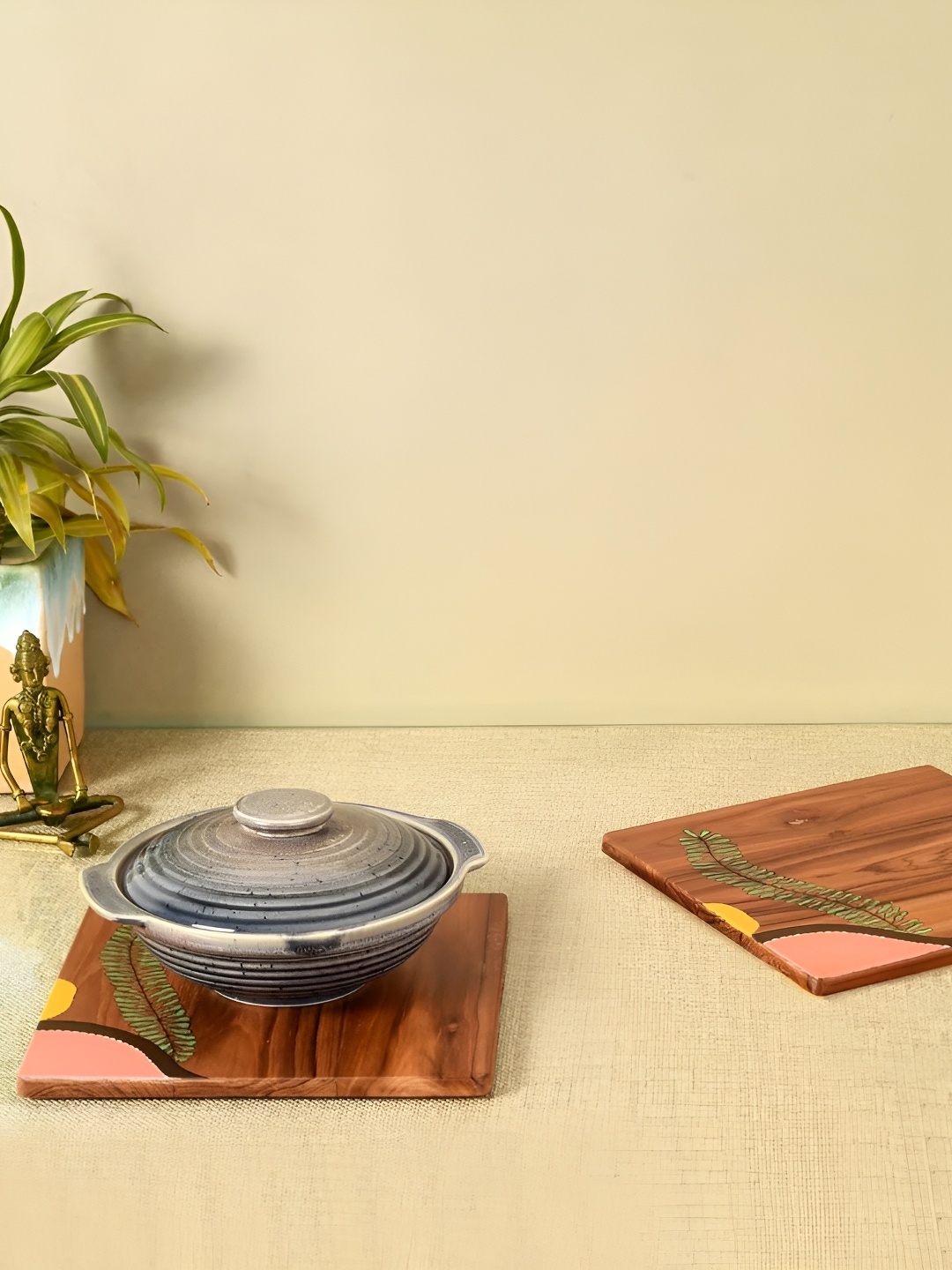 

dudki Brown 2 Pieces Printed Wooden Coasters