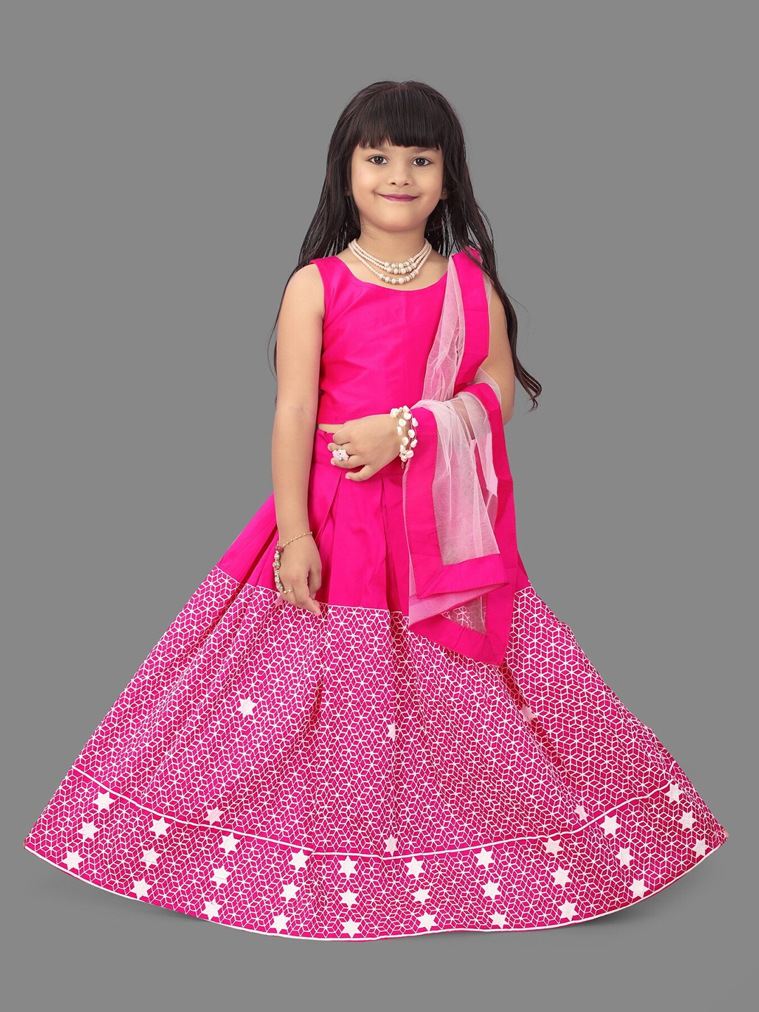 

BAESD Girls Ready to Wear Lehenga & Blouse With Dupatta, Pink