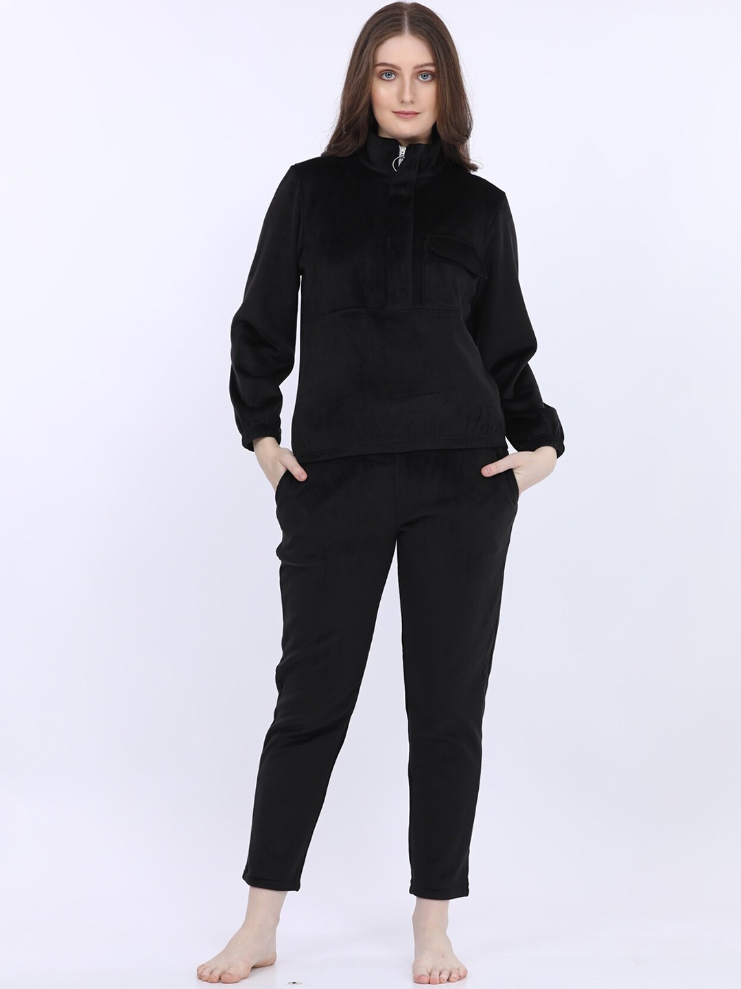 

MAYSIXTY Mock Collar Night suit, Black