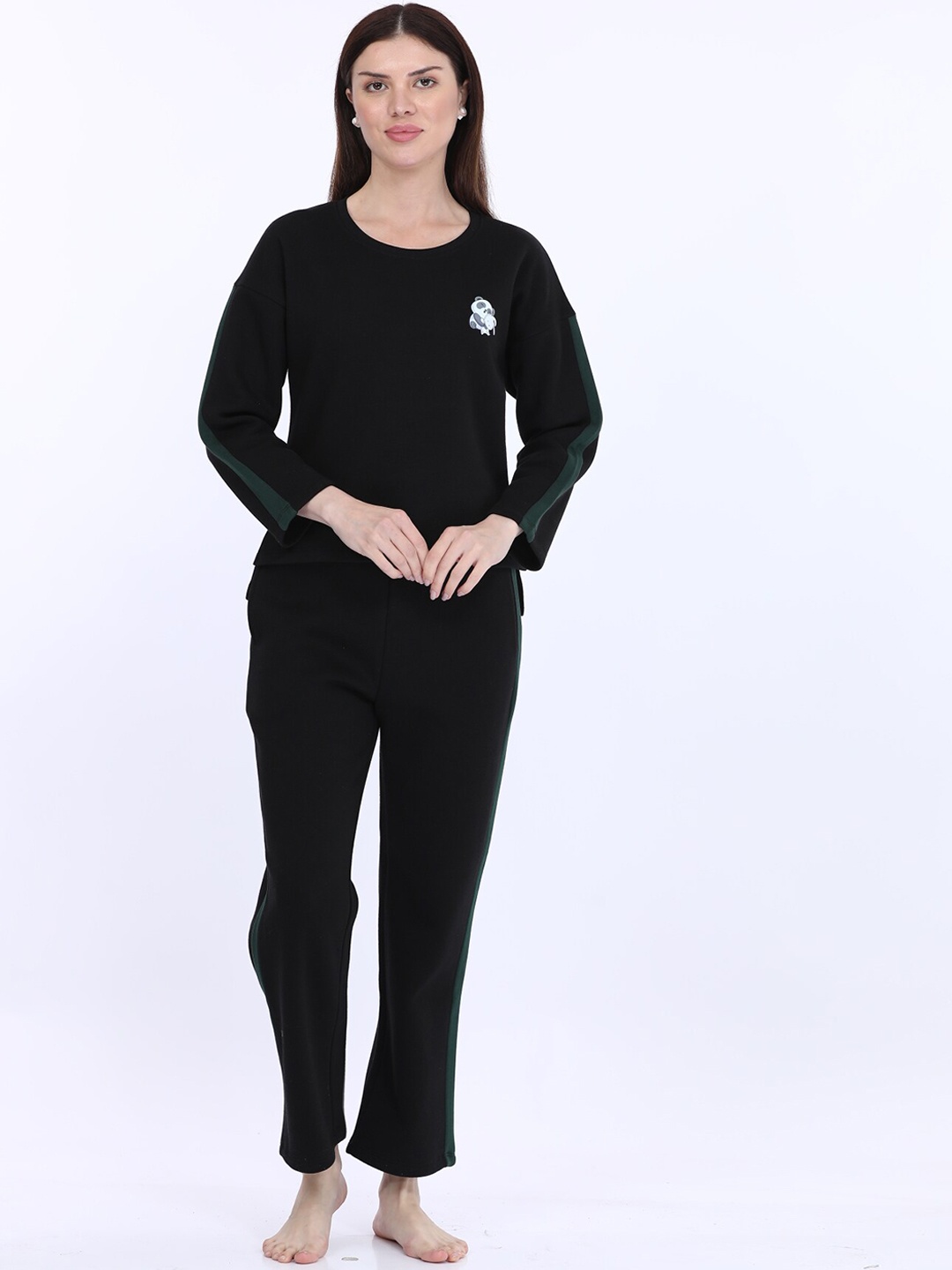 

MAYSIXTY Round-Neck Mid-Rise Night suit, Black