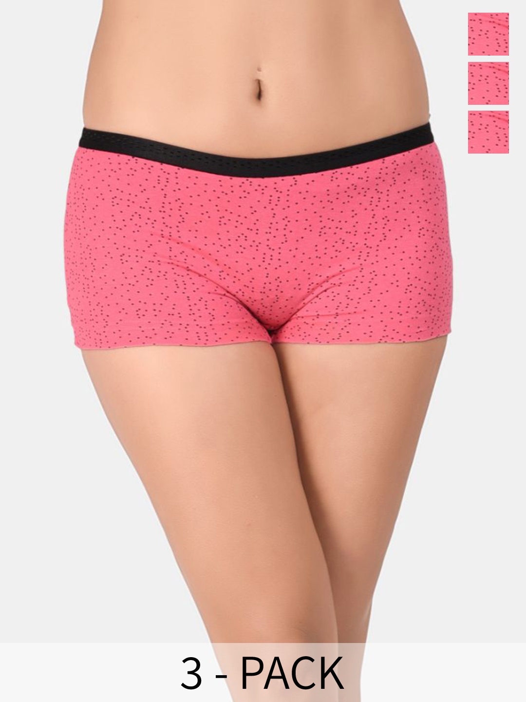 

Innocence Pack Of 3 Polka Dots Printed Boy Shorts Briefs, Fuchsia