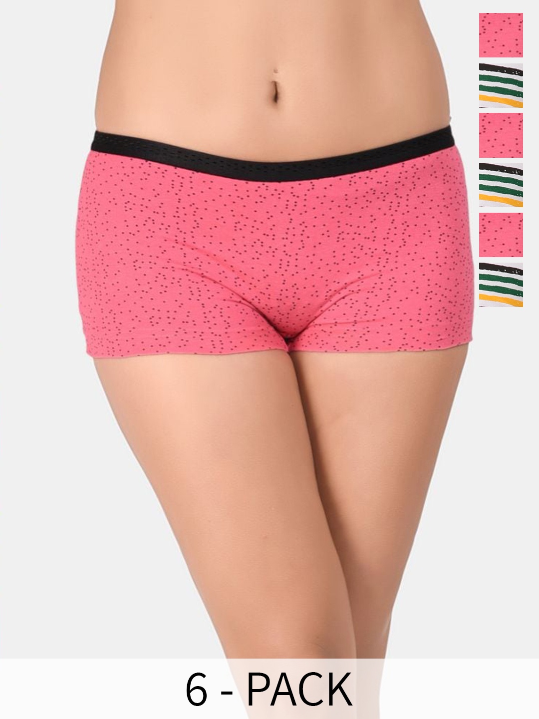 

Innocence Pack Of 6 Printed Cotton Boy Shorts Briefs BBAPLIN100134_S, Yellow