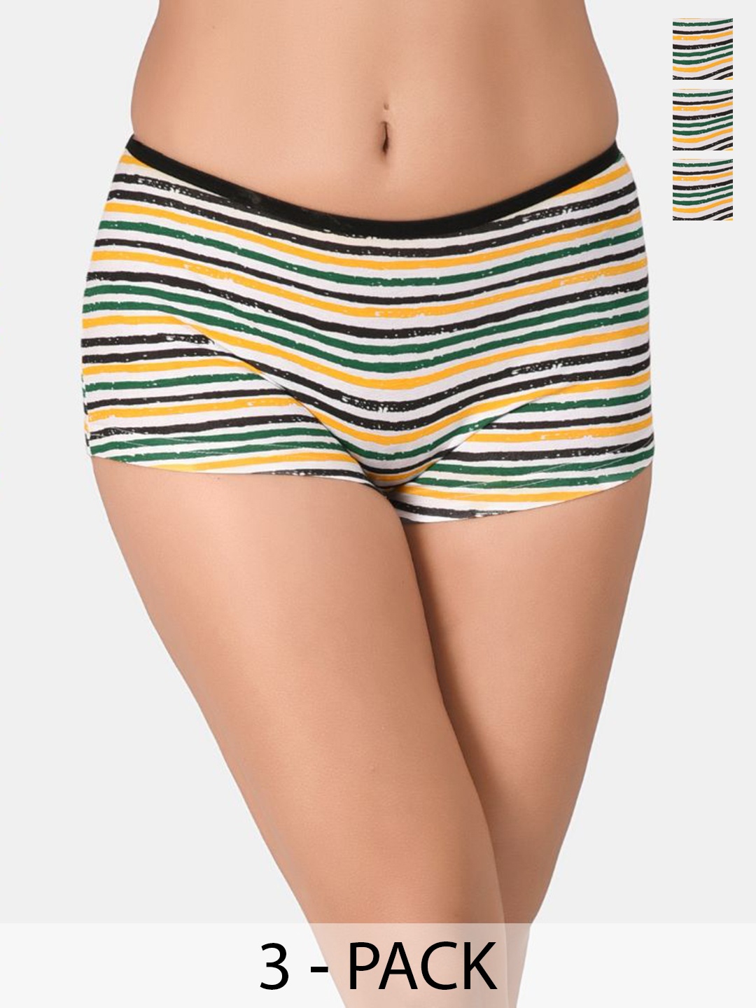 

Innocence Pack Of 3 Striped Mid-Rise Boy Short Briefs, Yellow