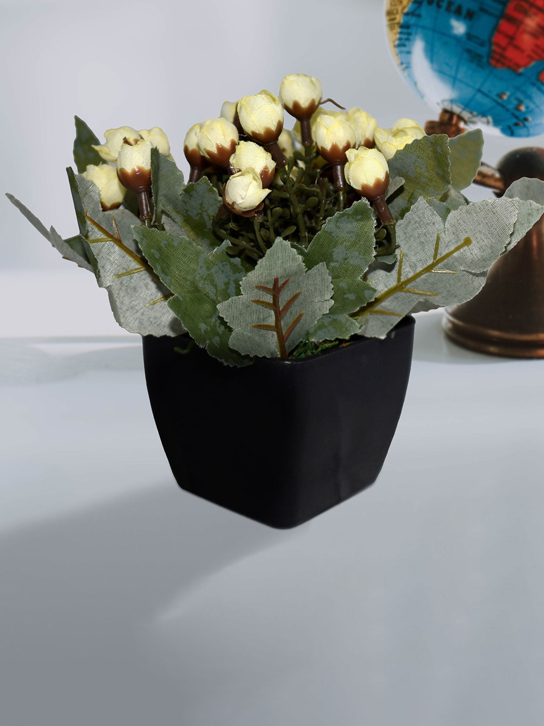 

AMFLIX White & Green Bonsai Artifical Plant With Pot