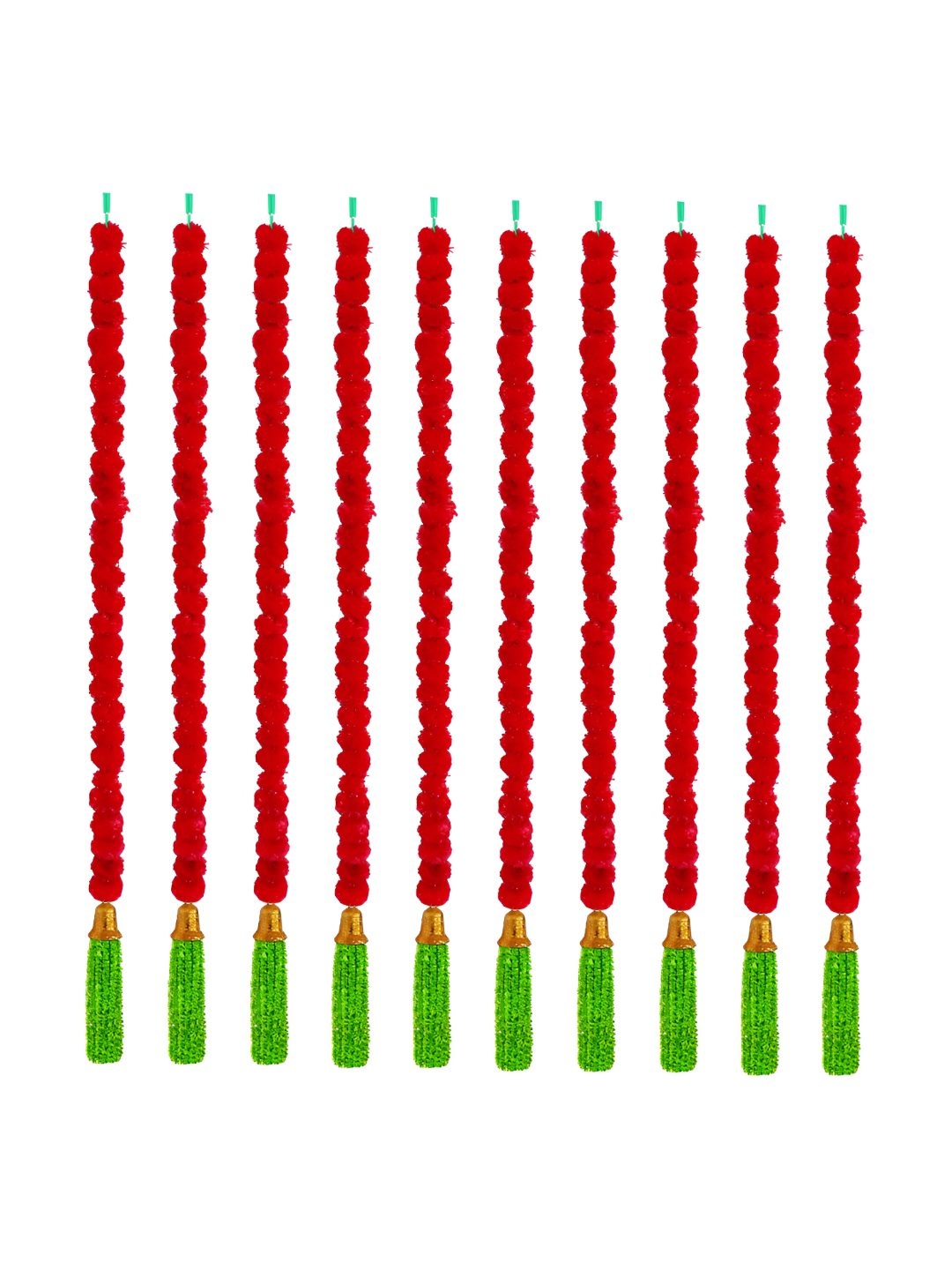 

iHandikart Red & Green 10Pcs Hanging Marigold Artificial Flower