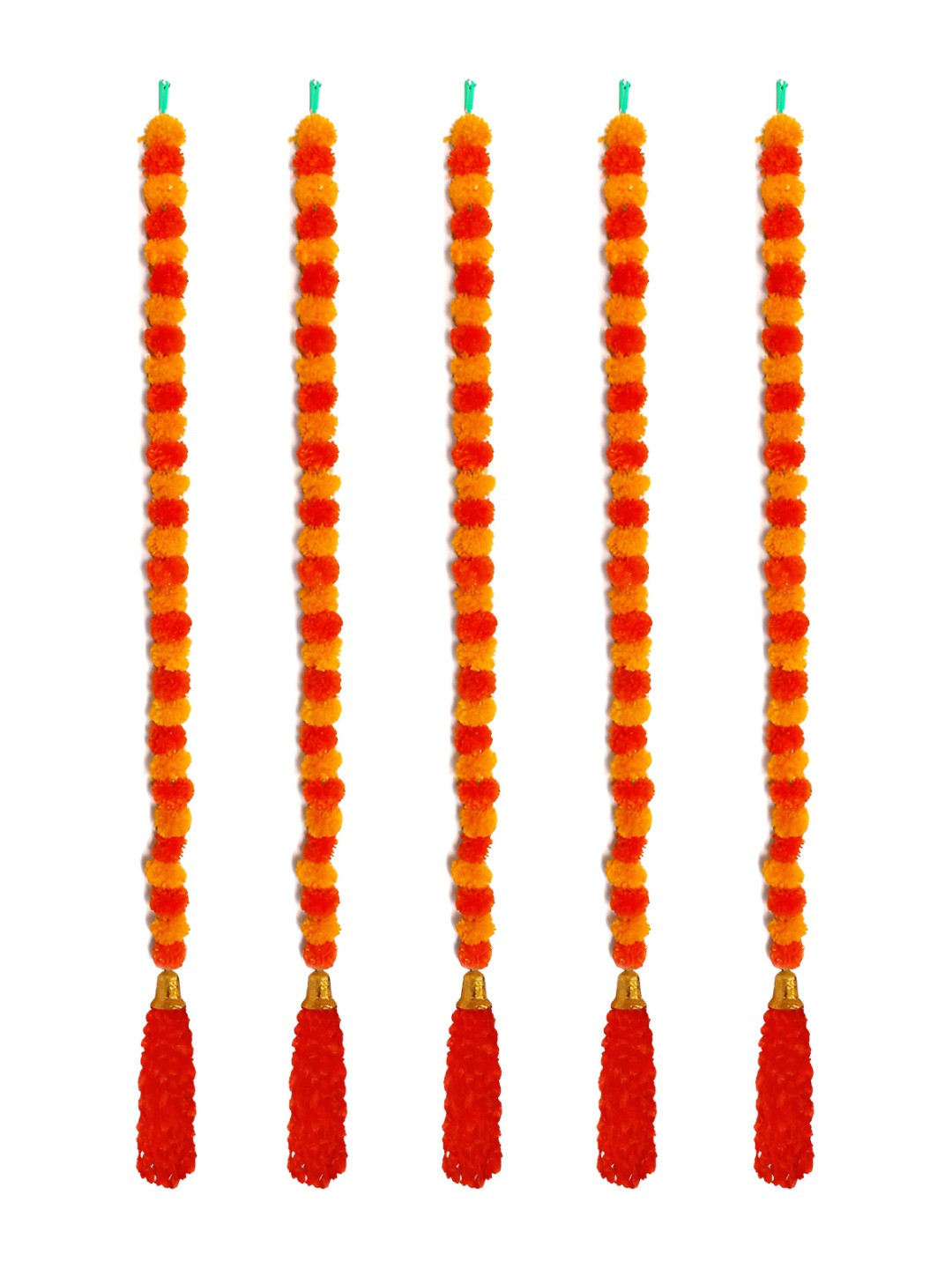 

iHandikart Orange & Yellow 5-Pcs Hanging Marigold Artificial Flower