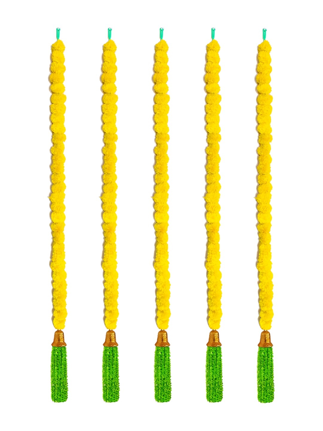 

iHandikart Yellow & Green 5-Pcs Hanging Marigold Artificial Flower