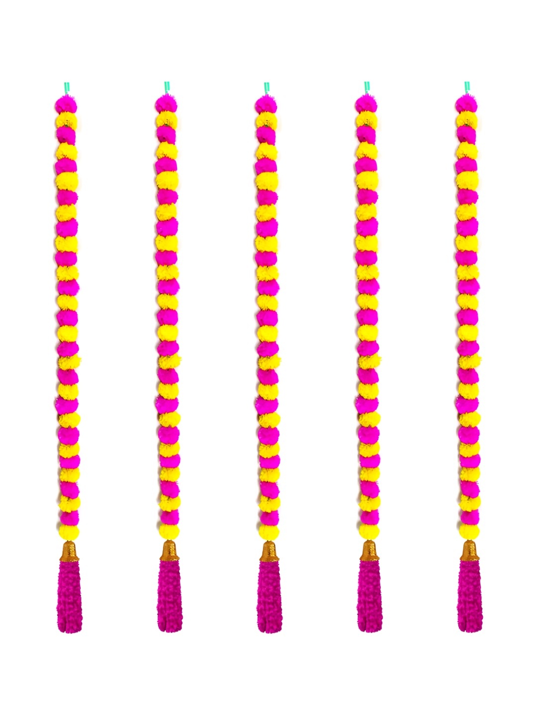 

iHandikart Pink & Yellow 5-Pcs Hanging Marigold Artificial Flower
