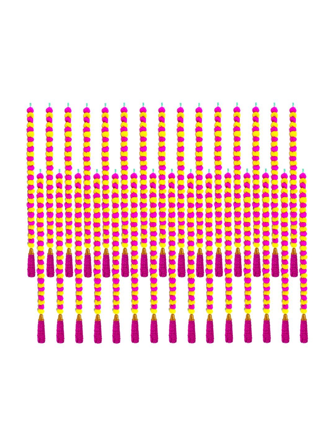 

iHandikart Pink & Yellow 30-Pcs Hanging Marigold Artificial Flower