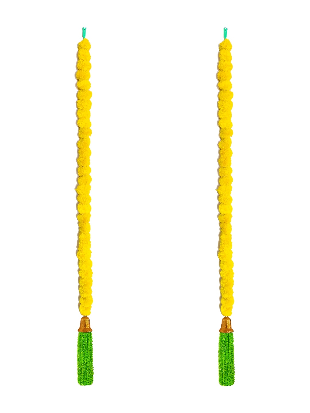 

iHandikart Yellow & Green 2-Pcs Hanging Marigold Artificial Flower