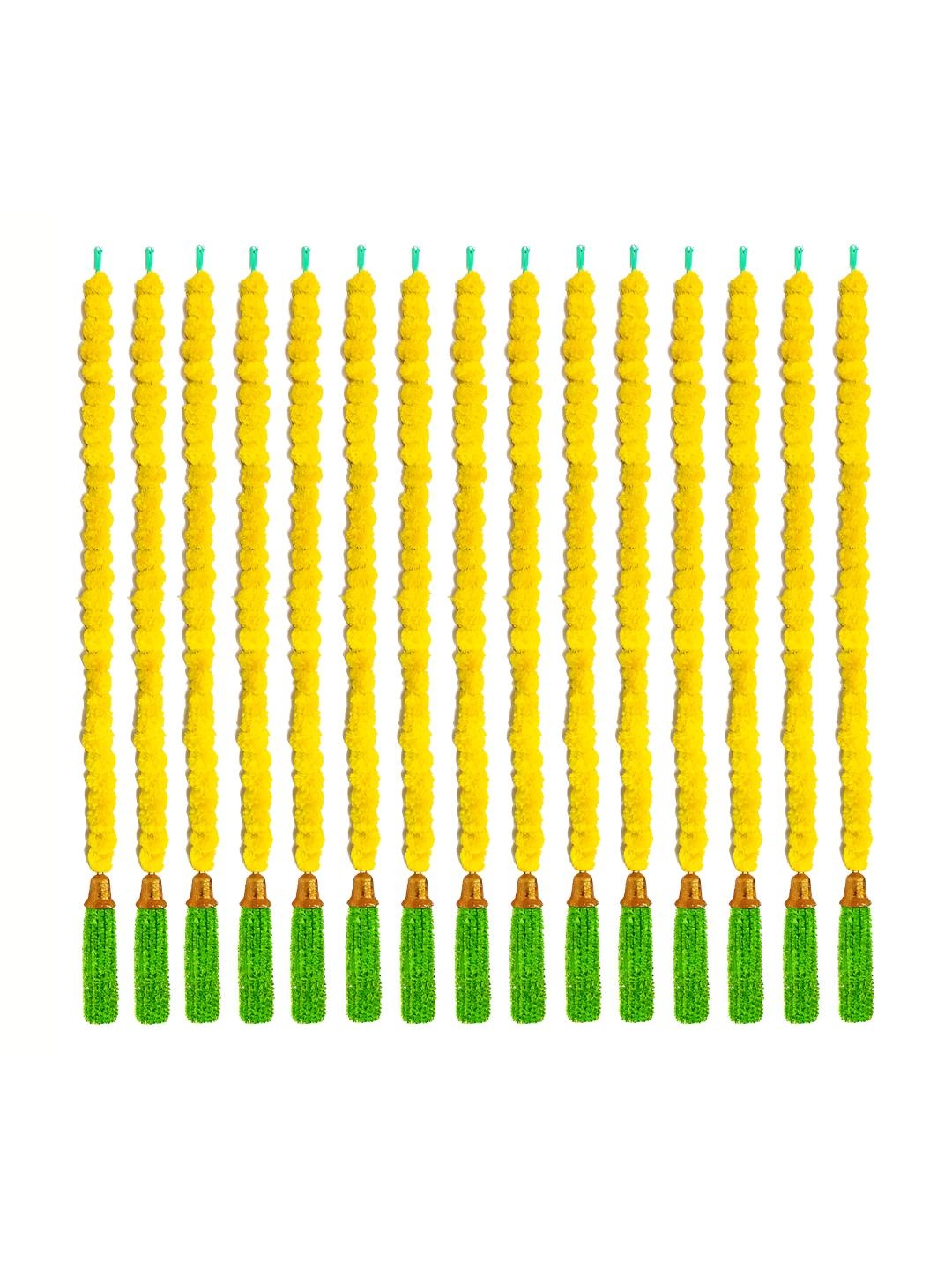 

iHandikart Yellow & Green15-Pcs Hanging Marigold Artificial Flower