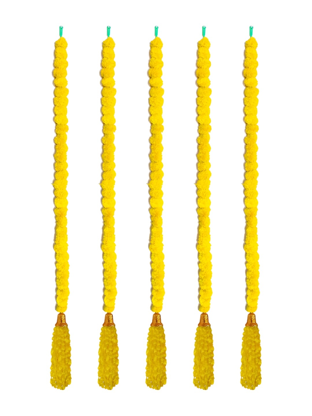 

iHandikart Yellow & Green 5-Pcs Hanging Marigold Artificial Flower