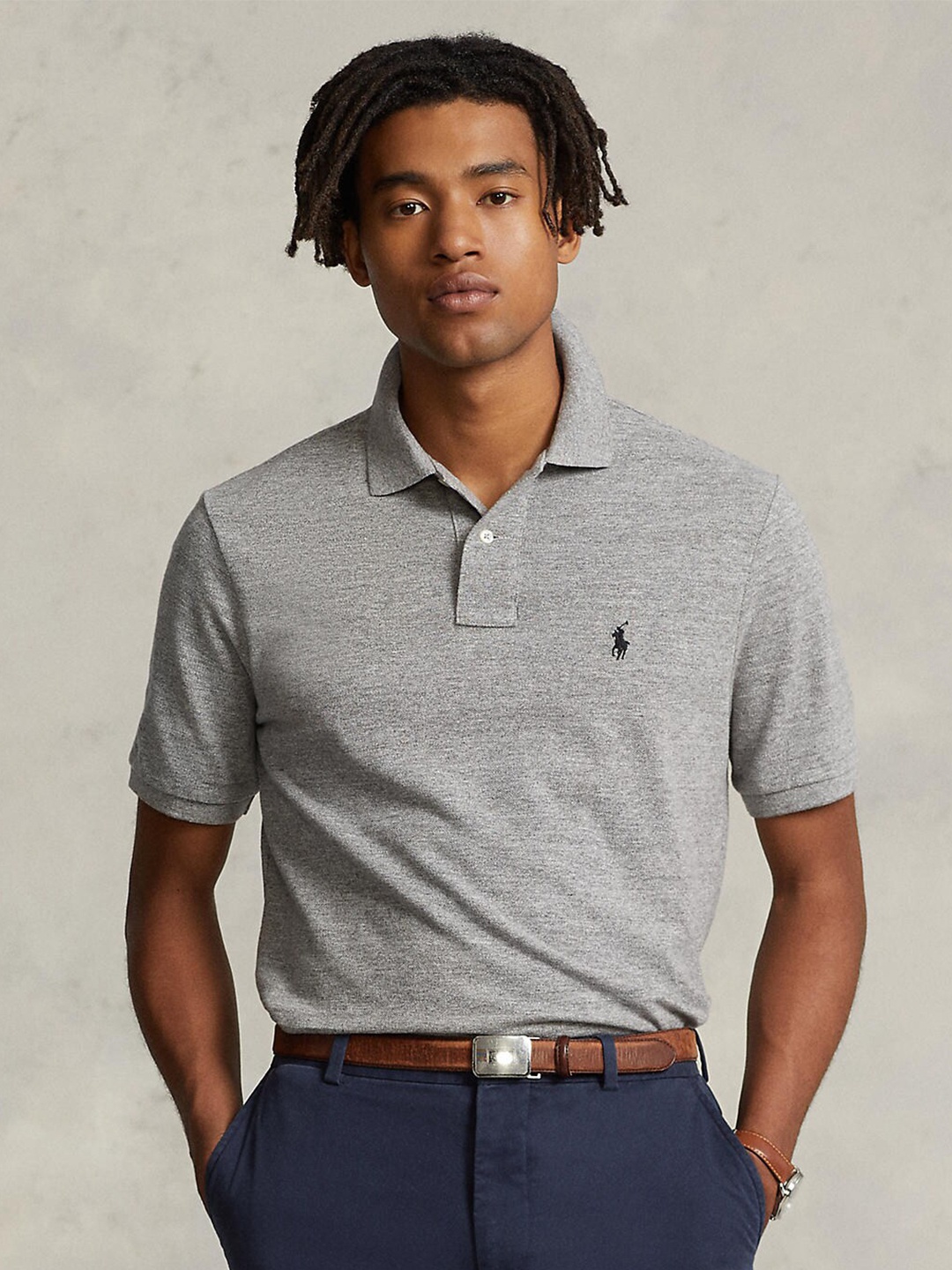 

Polo Ralph Lauren Slim Fit Polo Collar Cotton Shirt, Grey