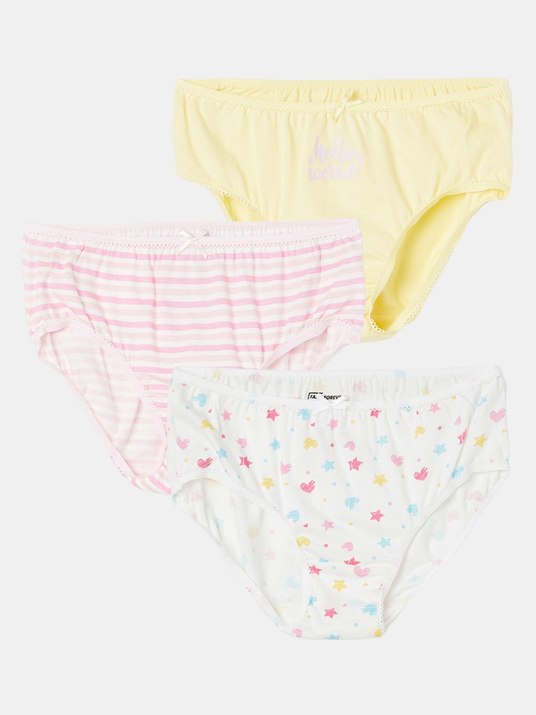 

Fame Forever by Lifestyle Pack Of 3 Printed Pure Cotton Basic Briefs, Pink
