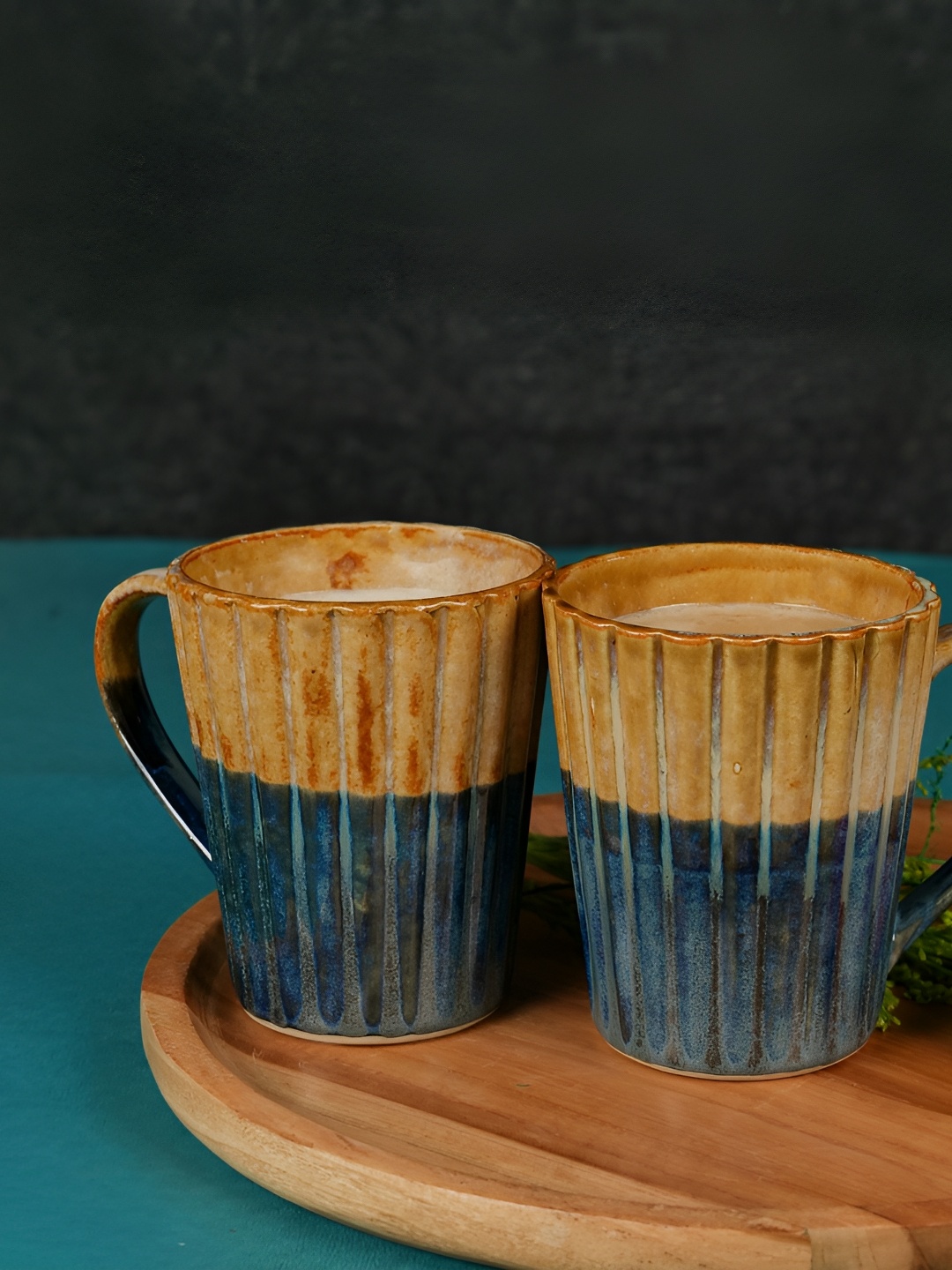 ARTYSTA BEAUTIFYING LIVES Brown 2 Pieces Ceramic Microwave Safe Mugs 300 ML Each