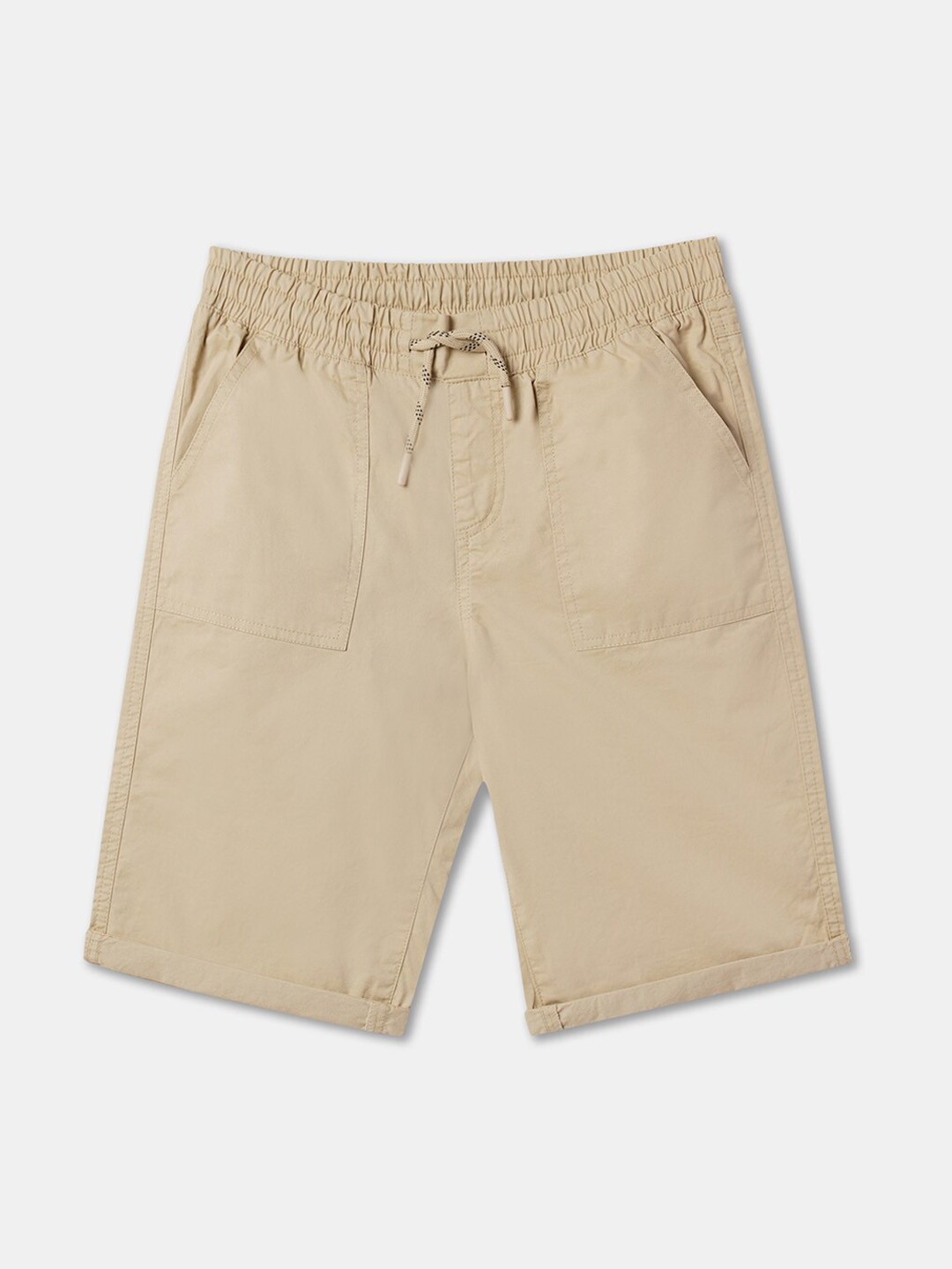 

R&B Boys Mid-Rise Cotton Shorts, Beige