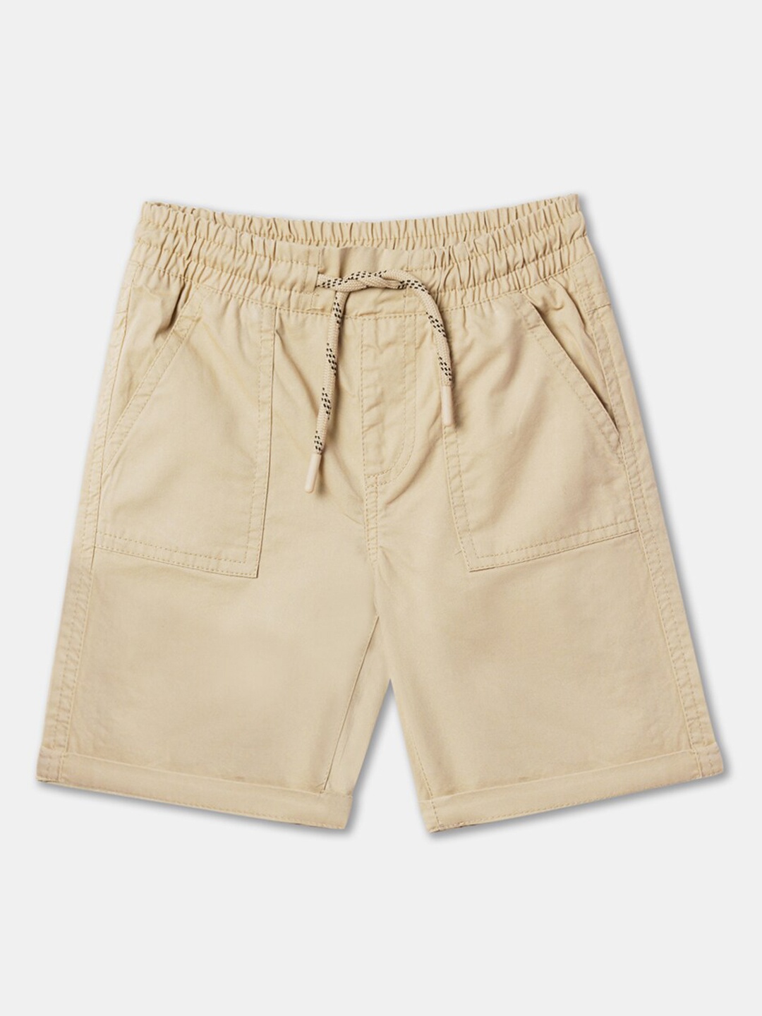 

R&B Boys Mid-Rise Cotton Shorts, Beige