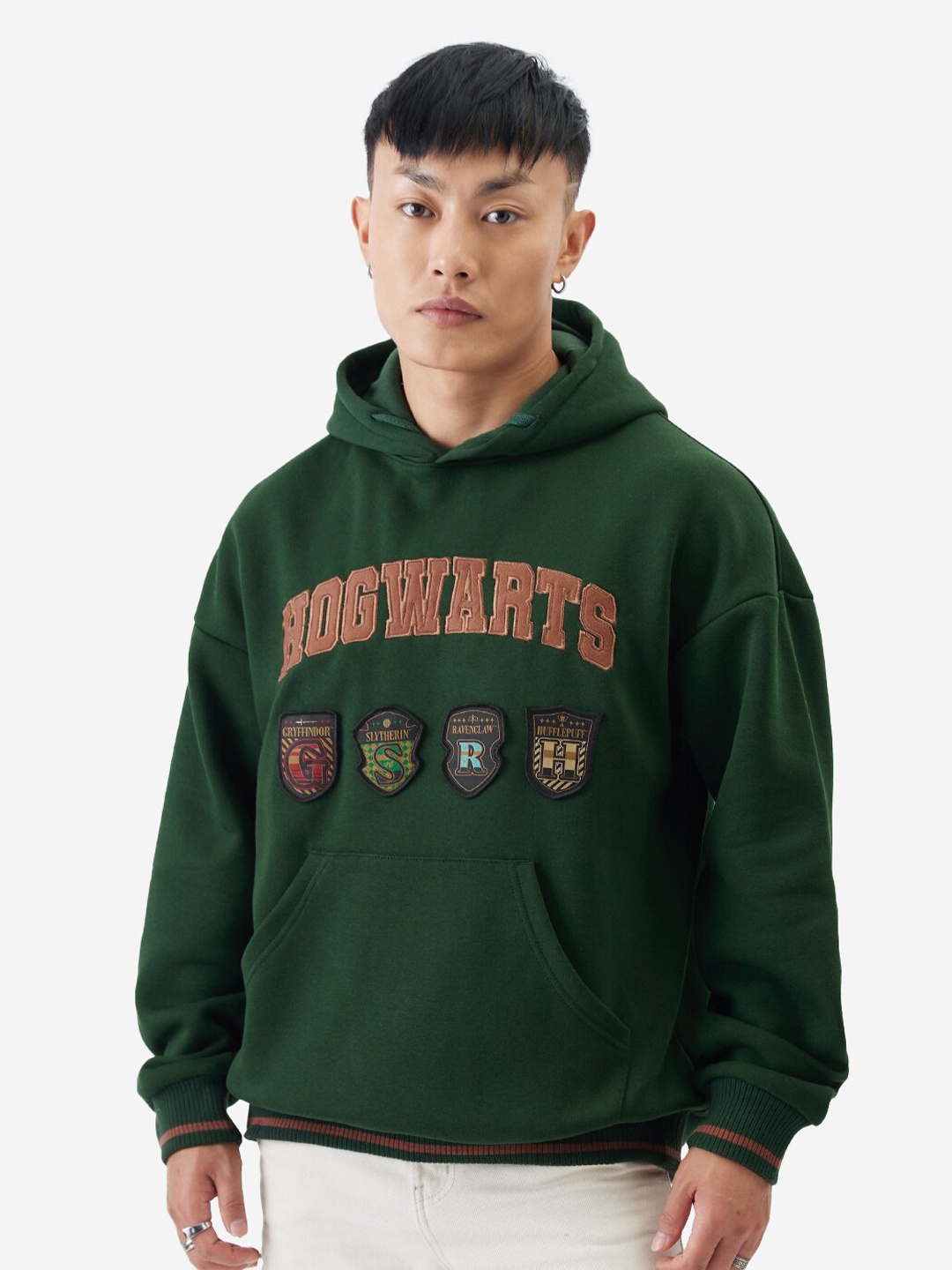 

The Souled Store Typography Printed Hooded Pullover, Green