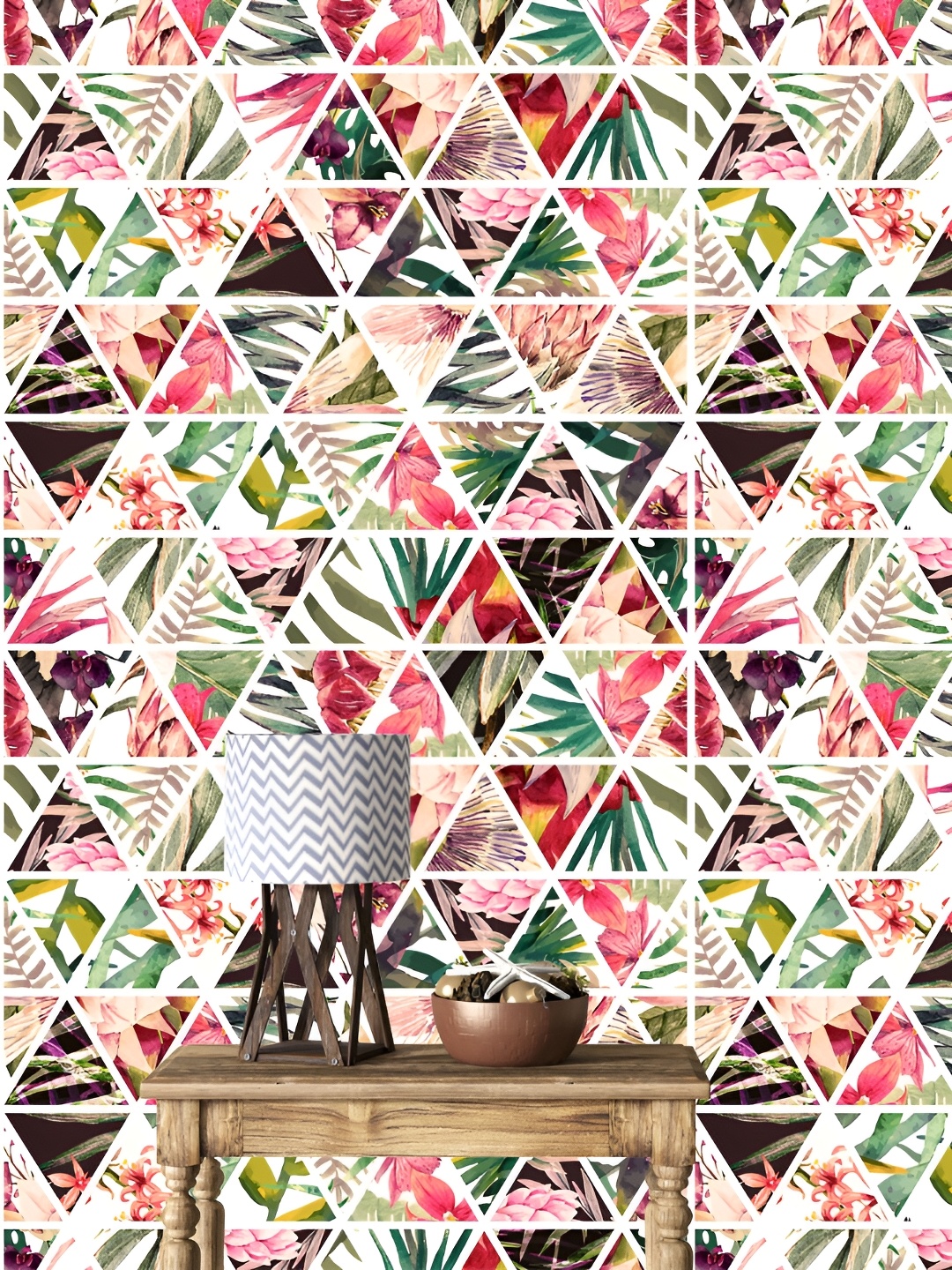 

DWELLSINDIA Pink & Green Floral Pattern Self Adhesive Waterproof Removable Wallpaper