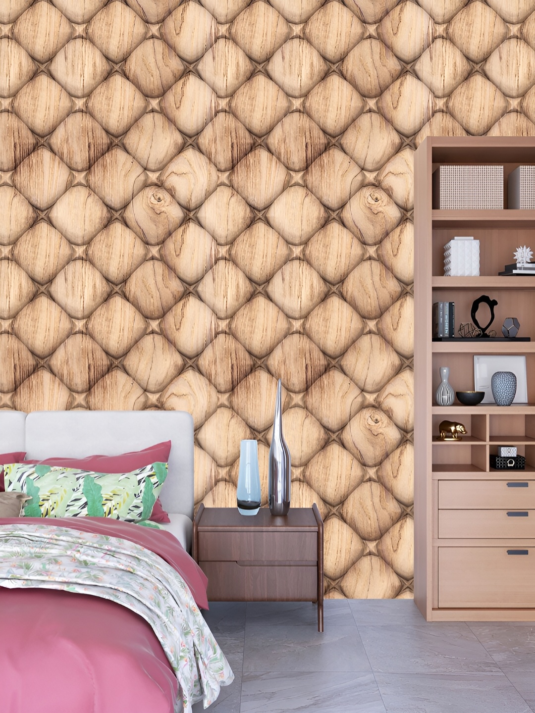 

DWELLSINDIA Brown & Beige Geometric Pattern Self Adhesive Waterproof Removable Wallpaper